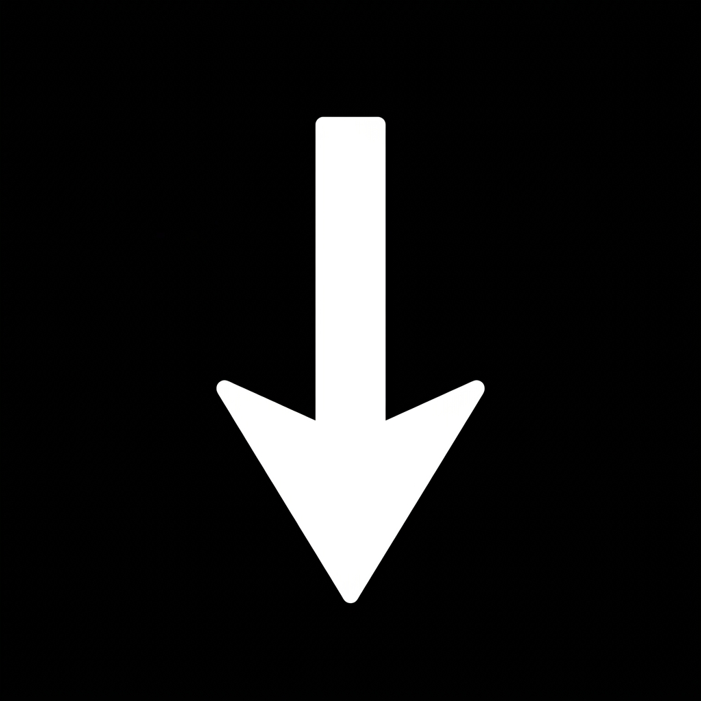 White directional arrow on a busy city street with cars and pedestrians